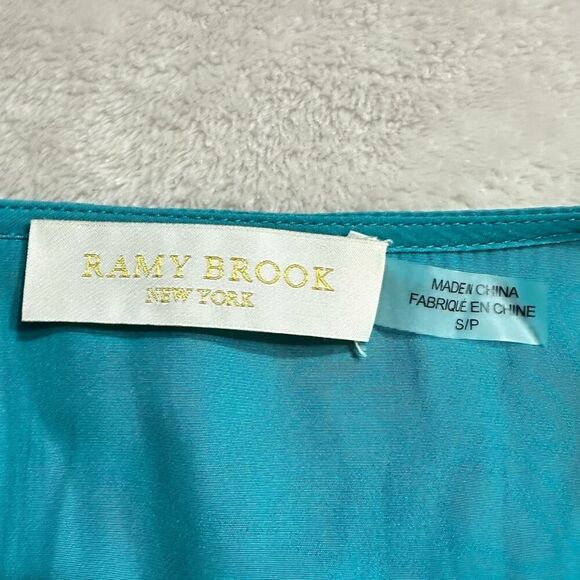 Ramy Brook Starling Dress Women's Small Teal Embellished-Sleeve Mini Smocked - Picture 5 of 13